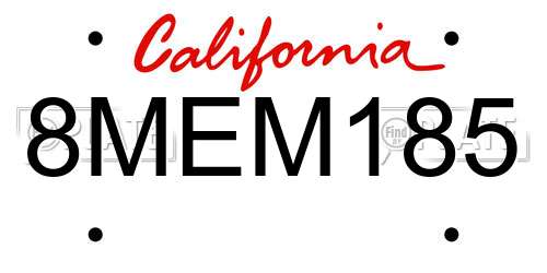 8MEM185 California License Plate