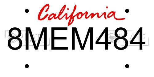 8MEM484 California License Plate