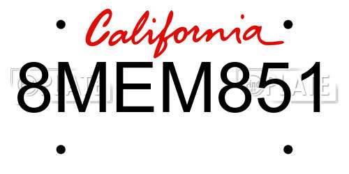 8MEM851 California License Plate