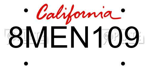 8MEN109 California License Plate