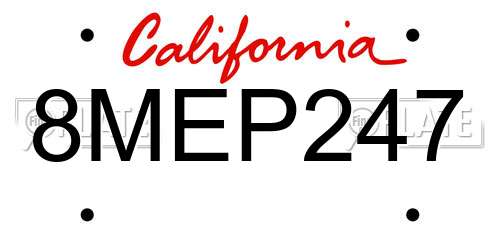 8MEP247 California License Plate