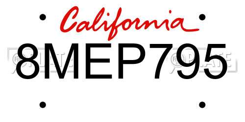 8MEP795 California License Plate