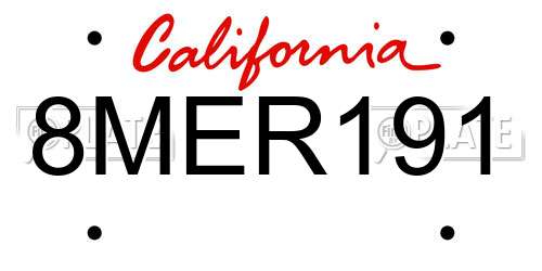 8MER191 California License Plate