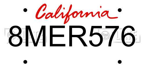 8MER576 California License Plate