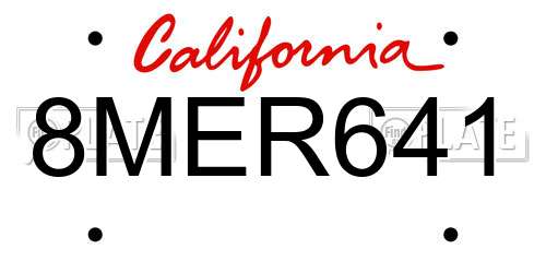 8MER641 California License Plate