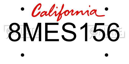 8MES156 California License Plate