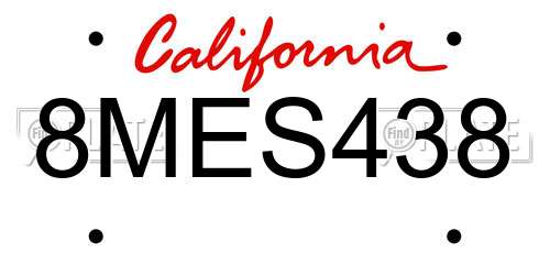 8MES438 California License Plate