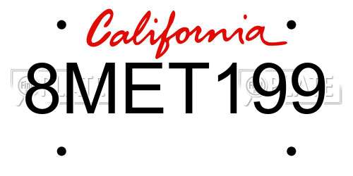 8MET199 California License Plate