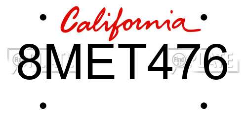 8MET476 California License Plate