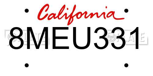8MEU331 California License Plate