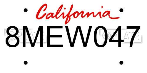 8MEW047 California License Plate
