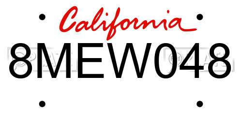 8MEW048 California License Plate