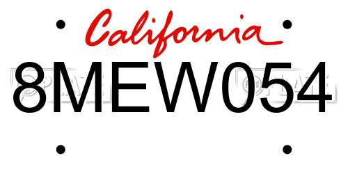 8MEW054 California License Plate