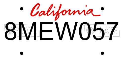 8MEW057 California License Plate