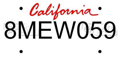 8MEW059 California License Plate