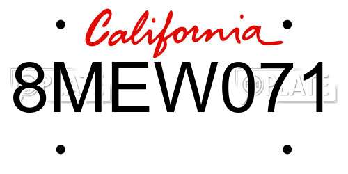 8MEW071 California License Plate