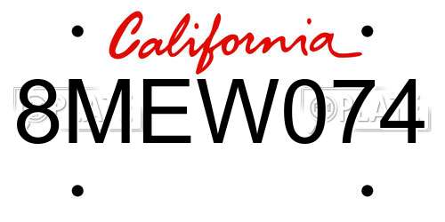 8MEW074 California License Plate