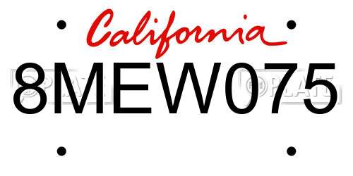 8MEW075 California License Plate