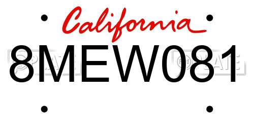 8MEW081 California License Plate
