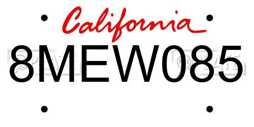 8MEW085 California License Plate