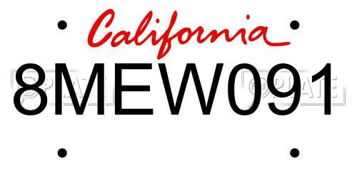 8MEW091 California License Plate