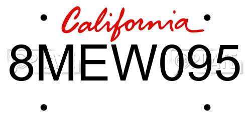 8MEW095 California License Plate
