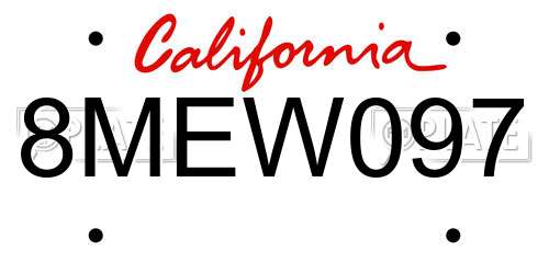 8MEW097 California License Plate