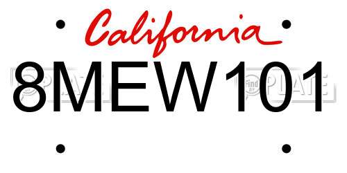 8MEW101 California License Plate
