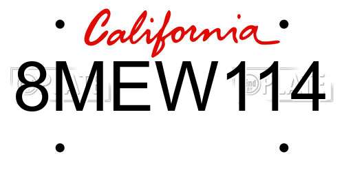 8MEW114 California License Plate