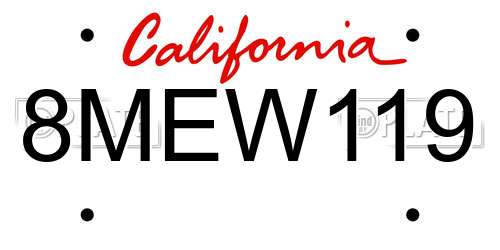8MEW119 California License Plate