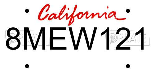 8MEW121 California License Plate