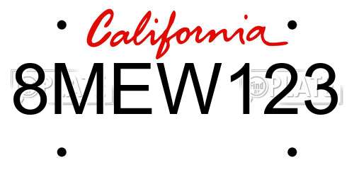 8MEW123 California License Plate