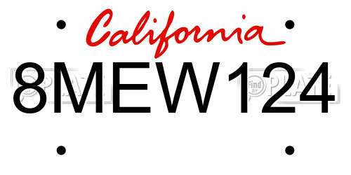 8MEW124 California License Plate