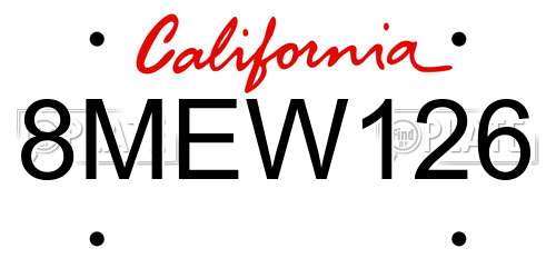 8MEW126 California License Plate