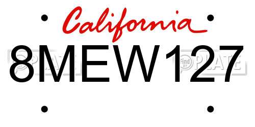 8MEW127 California License Plate