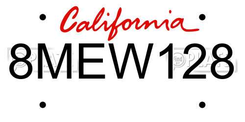 8MEW128 California License Plate