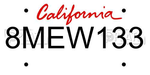 8MEW133 California License Plate