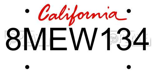 8MEW134 California License Plate