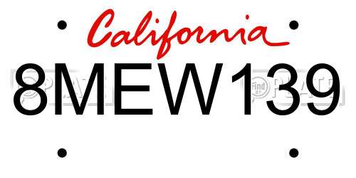 8MEW139 California License Plate