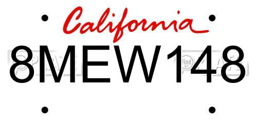8MEW148 California License Plate
