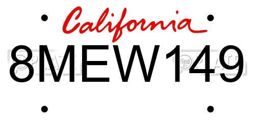 8MEW149 California License Plate