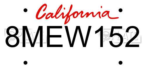 8MEW152 California License Plate