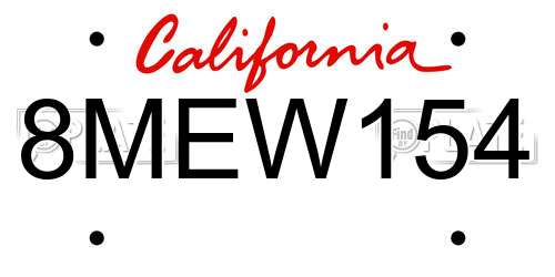 8MEW154 California License Plate