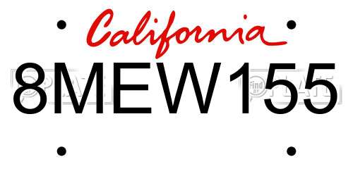 8MEW155 California License Plate