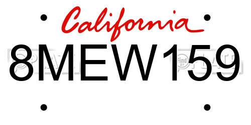 8MEW159 California License Plate