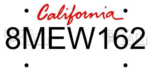 8MEW162 California License Plate