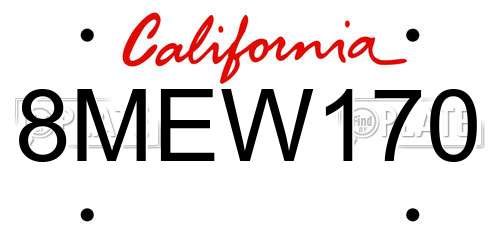8MEW170 California License Plate