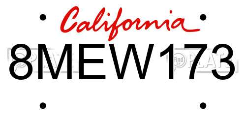 8MEW173 California License Plate