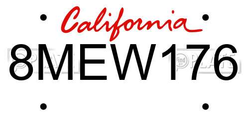 8MEW176 California License Plate