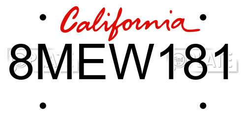 8MEW181 California License Plate